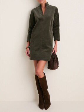 Tuckernuck Olive Corduroy Clifton Mini Dress XL